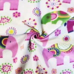 Printed Polar Fleece Soft Fabric Elephant Flower Floral Design Cute 150cm Wide -OHSEWCRAFTY printed polar fleece soft fabric elephant flower floral design cute 150cm wide 3