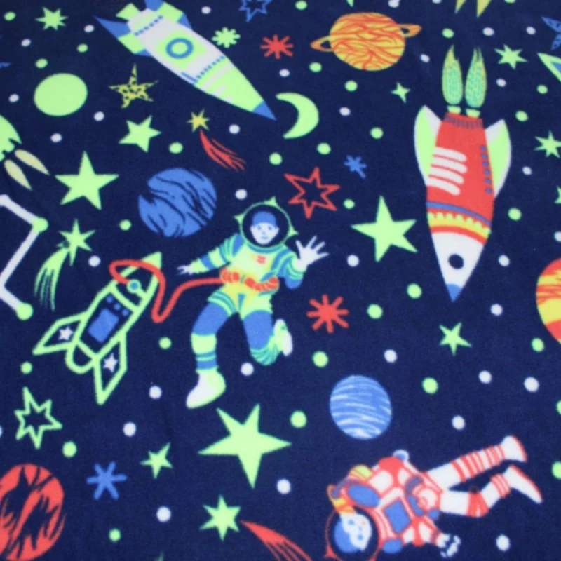 Printed Polar Fleece Soft Fabric Space Astronauts Rocket Ship Stars 150cm Wide 4 Printed Polar Fleece Soft Fabric Space Astronauts Rocket Ship Stars 150cm Wide - Image 2