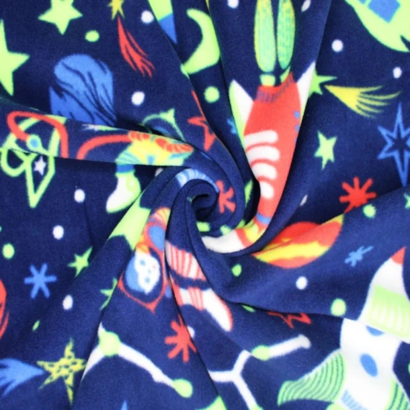Printed Polar Fleece Soft Fabric Space Astronauts Rocket Ship Stars 150cm Wide 5 Printed Polar Fleece Soft Fabric Space Astronauts Rocket Ship Stars 150cm Wide - Image 3