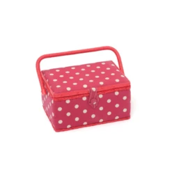 Red Polka Dots Spots Medium Value Sewing Craft Basket