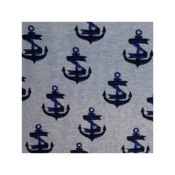 Ribbon Wrapped Authentic Anchors Nautical Boat Cotton Elastane Jersey Fabric (P)