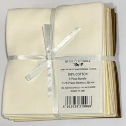 Rose & Hubble True Craft Fabric 5 X Fat Quarter Cotton Bundle Plain Natural