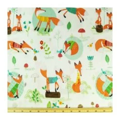 Rusty The Curious Fox And Friends Floral Wildlife 100% Cotton Fabric