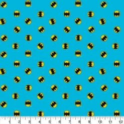 SALE 100% Cotton Fabric Camelot DC Comics Batman Small Logo On Blue