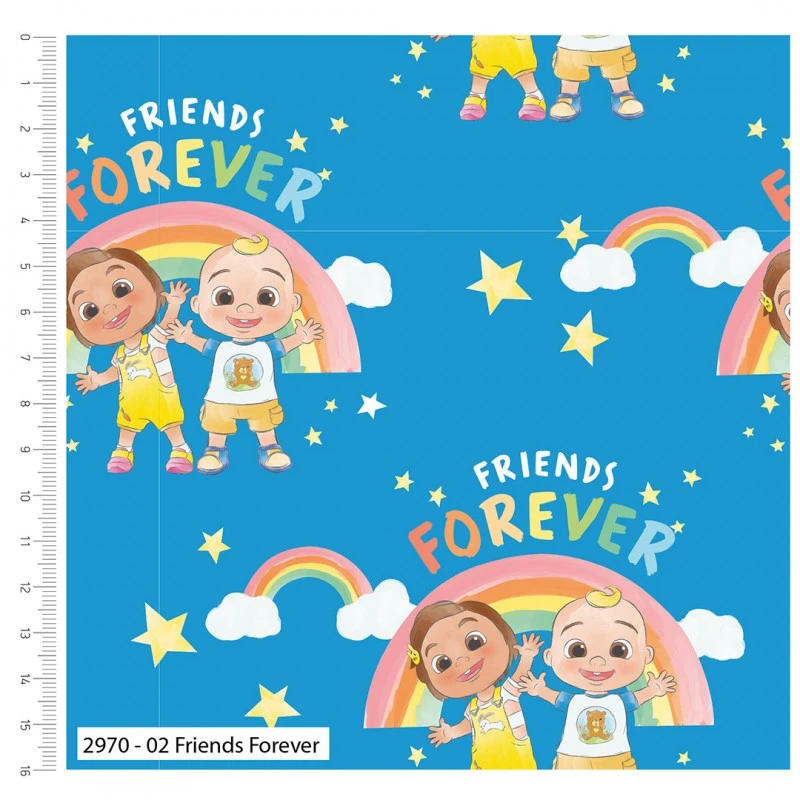 SALE 100% Cotton Fabric CoComelon Friends Forever Rainbow Stars 3 SALE 100% Cotton Fabric CoComelon Friends Forever Rainbow Stars