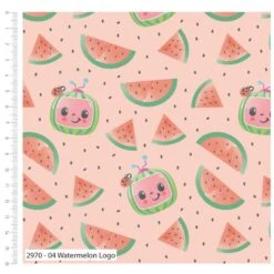 SALE 100% Cotton Fabric CoComelon Watermelon Logo Cartoon Character Kids TV