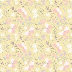 SALE 100% Cotton Fabric Lewis & Irene Butterfly Dance Buttercup Yellow 112cm Wide