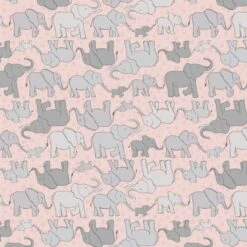 SALE 100% Cotton Fabric Lewis & Irene Elephants & Stars Animals Pink 112cm Wide