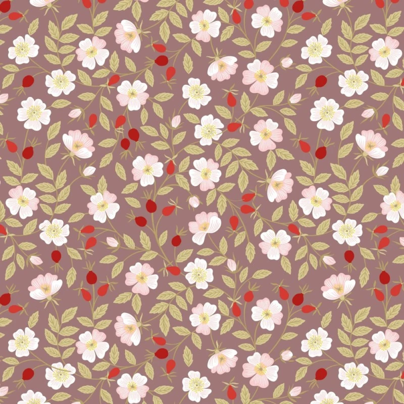 SALE 100% Cotton Fabric Lewis & Irene Evergreen Dog Rose Soft Brown 112cm Wide 3 SALE 100% Cotton Fabric Lewis & Irene Evergreen Dog Rose Soft Brown 112cm Wide