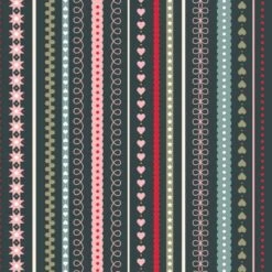 SALE 100% Cotton Fabric Lewis & Irene Festive Stripes Scandi Dark 112cm Wide