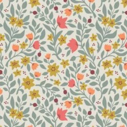 SALE 100% Cotton Fabric Lewis & Irene Folk Floral All Over Cream 112cm Wide