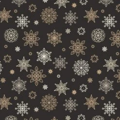 SALE 100% Cotton Fabric Lewis & Irene Saariselka Snowflakes Charcoal 112cm Wide