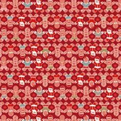 SALE 100% Cotton Fabric Lewis & Irene Xmas Gingerbread People Red 112cm Wide