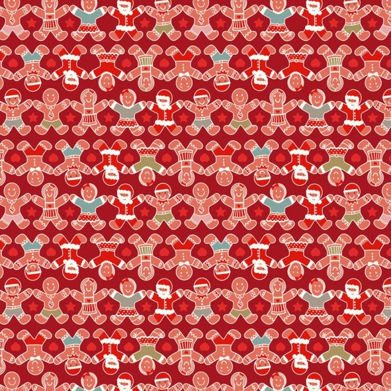 SALE 100% Cotton Fabric Lewis & Irene Xmas Gingerbread People Red 112cm Wide 3 SALE 100% Cotton Fabric Lewis & Irene Xmas Gingerbread People Red 112cm Wide