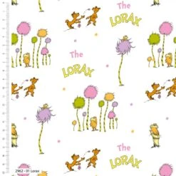 SALE 100% Organic Cotton Fabric Dr Seuss Books The Lorax Trees Cartoon Kids