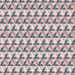 SALE Cotton Rich Linen Look Fabric Abstract Pattern Triangular Shapes 140cm Wide