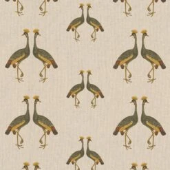 SALE Cotton Rich Linen Look Fabric Exotic Birds Wildlife Upholstery 140cm Wide
