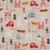 SALE Cotton Rich Linen Look Fabric Paris Landmarks Bonjour Upholstery 140cm Wide