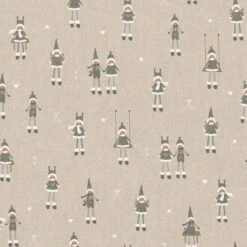 SALE Cotton Rich Linen Look Fabric Winter Dolls Christmas Upholstery 140cm Wide