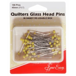 Sew Easy 100 Quilters Glass Head Pins 45mm Quilting Patchwork