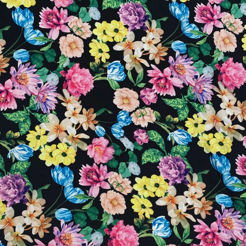 Silky Satin Fabric Flower Floral Multicoloured Lilies Kelsey Street 145cm Wide 3 Silky Satin Fabric Flower Floral Multicoloured Lilies Kelsey Street 145cm Wide