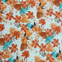 Silky Satin Fabric Flower Floral Palm Tropical Leaves Fenton Place 145cm Wide