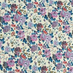 Silky Satin Fabric Flower Floral Roses Rosebuds Buds Abbottsford Way 145cm Wide