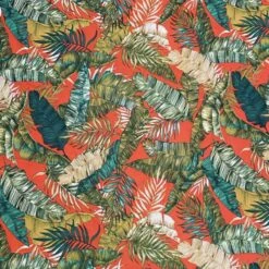 Silky Satin Fabric Palm Leaf Tropical Leaves Botanical Garfield Close 145cm Wide