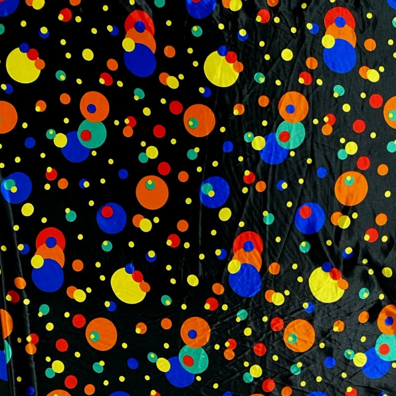 Silky Satin Fabric Polka Dot Spots Spotty Multicoloured Carram Close 145cm Wide 3 Silky Satin Fabric Polka Dot Spots Spotty Multicoloured Carram Close 145cm Wide