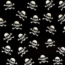Silky Satin Fabric Skull And Crossbones Pirate Flag Jolly Roger Bones 145cm Wide
