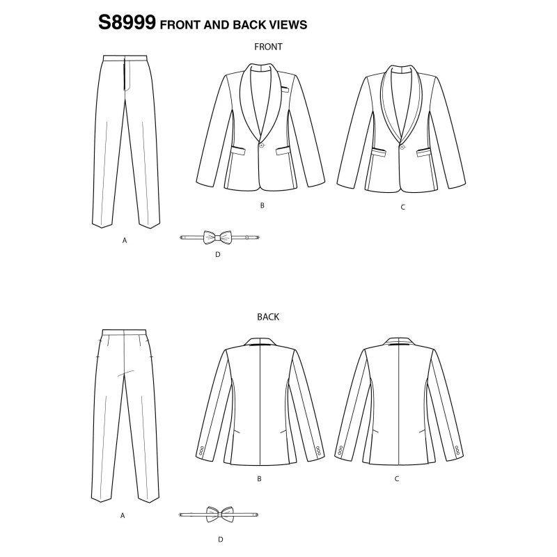 Simplicity Men's Special Occasion Tuxedo Suits Sewing Pattern 8899 4 Simplicity Men's Special Occasion Tuxedo Suits Sewing Pattern 8899 - Image 2