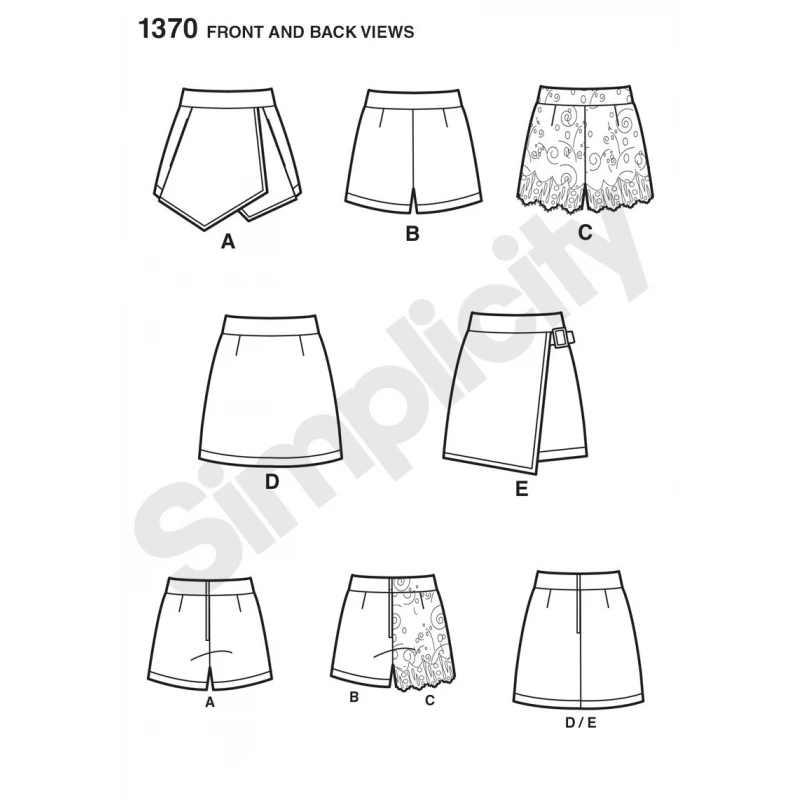 Simplicity Sewing Pattern 1370 Misses' Short Shorts, Skort And Mini Skirt P5 4 Simplicity Sewing Pattern 1370 Misses' Short Shorts, Skort And Mini Skirt P5 - Image 2