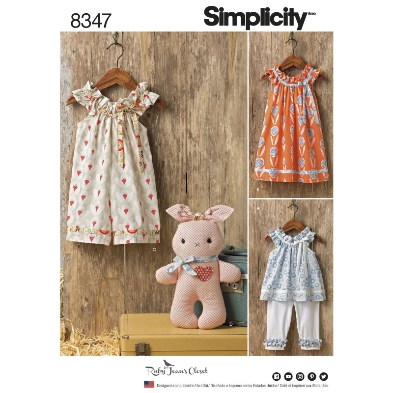 Simplicity Sewing Pattern 8347 Toddler Dress Top Trousers And Stuffed Bunny 3 Simplicity Sewing Pattern 8347 Toddler Dress Top Trousers And Stuffed Bunny