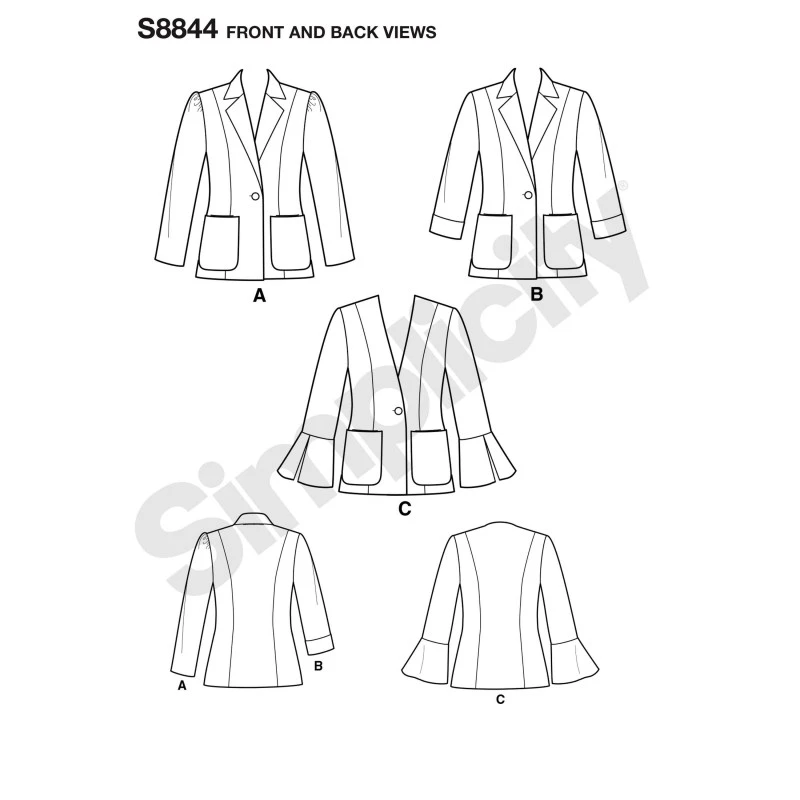 Simplicity Sewing Pattern 8844 Misses' Miss Petite Unlined Blazer Jacket 5 Simplicity Sewing Pattern 8844 Misses' Miss Petite Unlined Blazer Jacket - Image 3