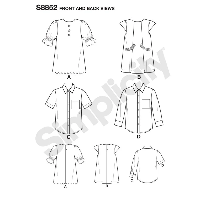 Simplicity Sewing Pattern 8852 Child's Dresses And Shirt 5 Simplicity Sewing Pattern 8852 Child's Dresses And Shirt - Image 3