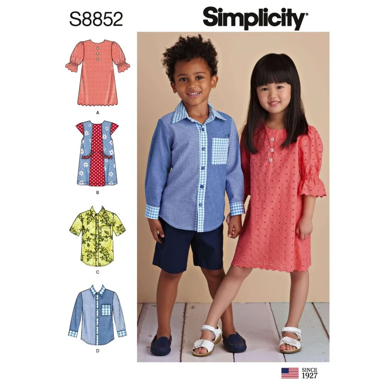 Simplicity Sewing Pattern 8852 Child's Dresses And Shirt 3 Simplicity Sewing Pattern 8852 Child's Dresses And Shirt