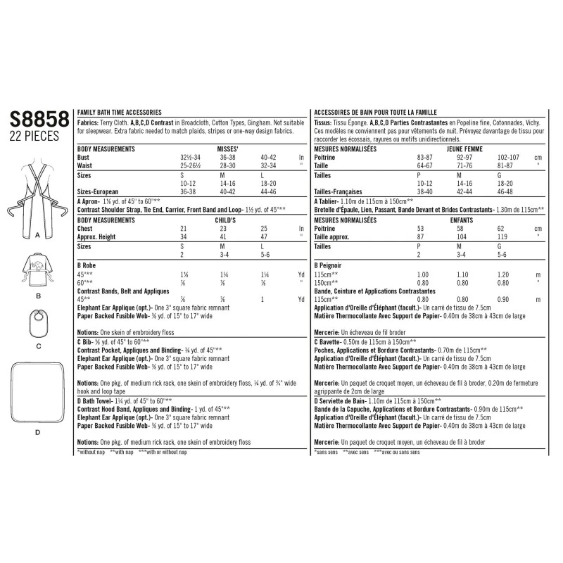 Simplicity Sewing Pattern 8858 Baby Family Bath Time Accessories 5 Simplicity Sewing Pattern 8858 Baby Family Bath Time Accessories - Image 3