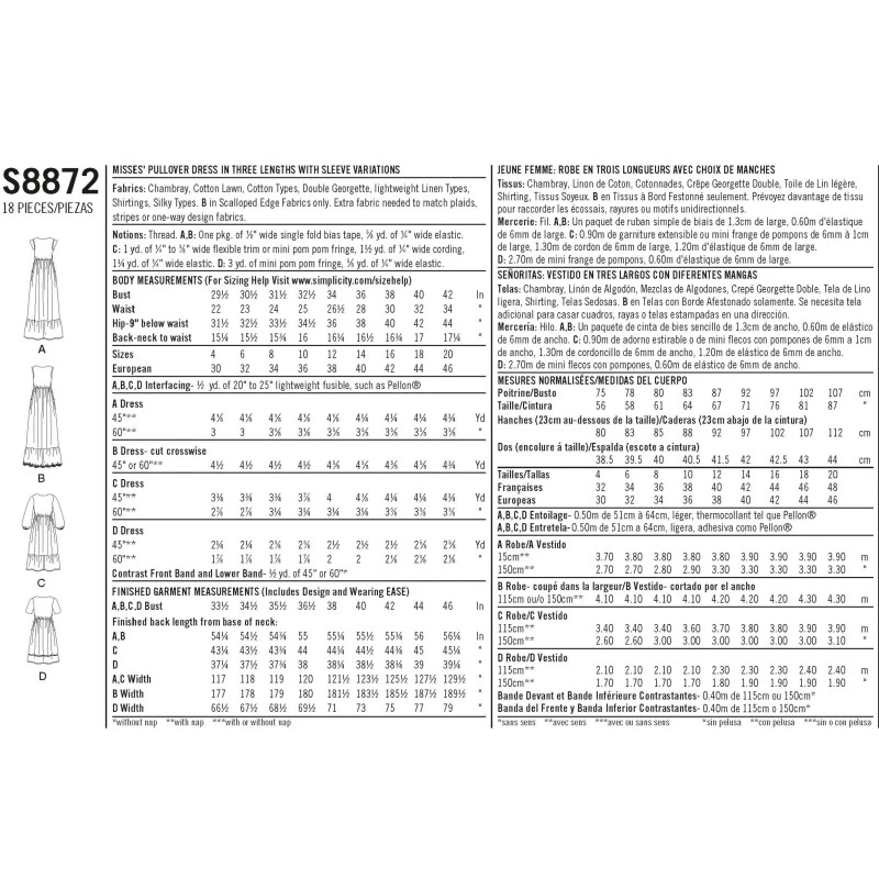 Simplicity Sewing Pattern 8872 Misses Pull On Casual Dresses 5 Simplicity Sewing Pattern 8872 Misses Pull On Casual Dresses - Image 3