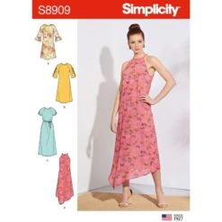 Simplicity Sewing Pattern 8909 Misses' Slip On Dress With Sleeve Options