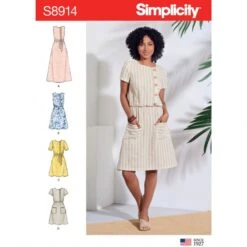 Simplicity Sewing Pattern S8914 Misses Dress With Button Detail On The Top