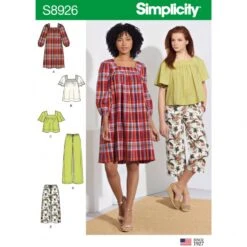 Simplicity Sewing Pattern S8926 Misses Gathered Neck Dress Or Top With Trousers