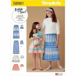 Simplicity Sewing Pattern S8961 Children's Learn To Sew Girls & Dolls Skirts