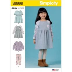 Simplicity Sewing Pattern S8998 Kids Easy-To-Sew Sportswear Dress, Top, Trousers (Dis)