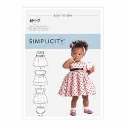 Simplicity Sewing Pattern S9117 Babies Occasion Dresses, Pants And Headband
