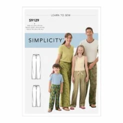 Simplicity Sewing Pattern S9129 Learn To Sew Adults Child Sleepwear Trousers