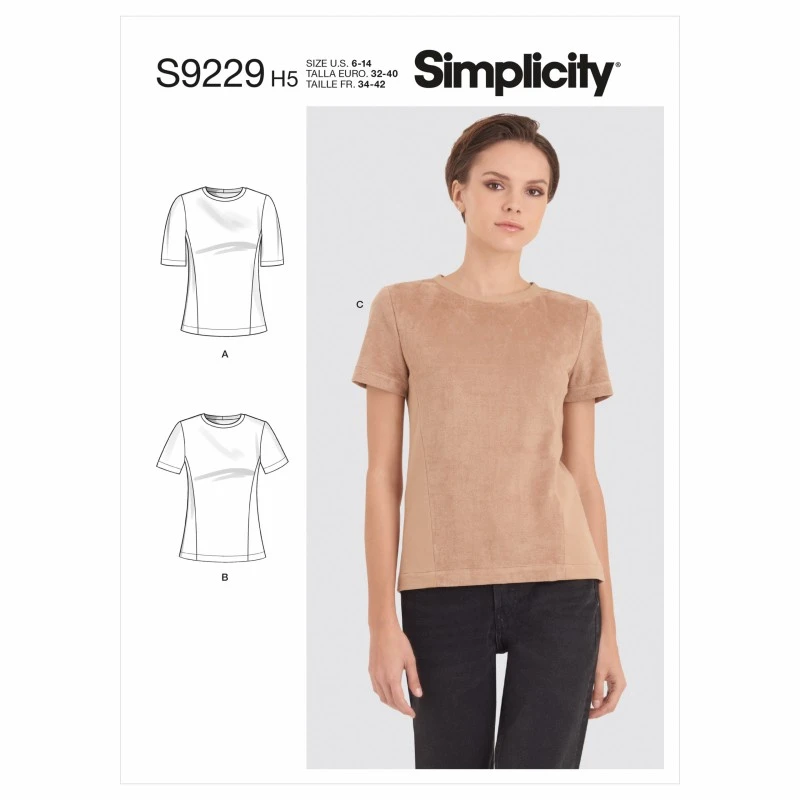Simplicity Sewing Pattern S9229 Misses' Knit T-shirt With Sleeve Variations 3 Simplicity Sewing Pattern S9229 Misses' Knit T-shirt With Sleeve Variations