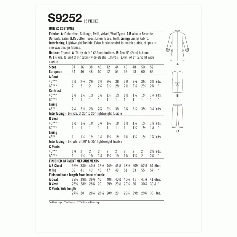 Simplicity Sewing Pattern S9252 Misses' Unisex Costume Historic Modern Uniform 4 Simplicity Sewing Pattern S9252 Misses' Unisex Costume Historic Modern Uniform - Image 2