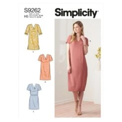 Simplicity Sewing Pattern S9262 Misses V Neckline Shift Dress With Elastic Waist
