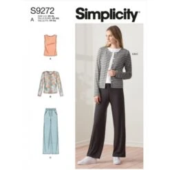 Simplicity Sewing Pattern S9272 Misses' Knit Cardigan Top And Trousers