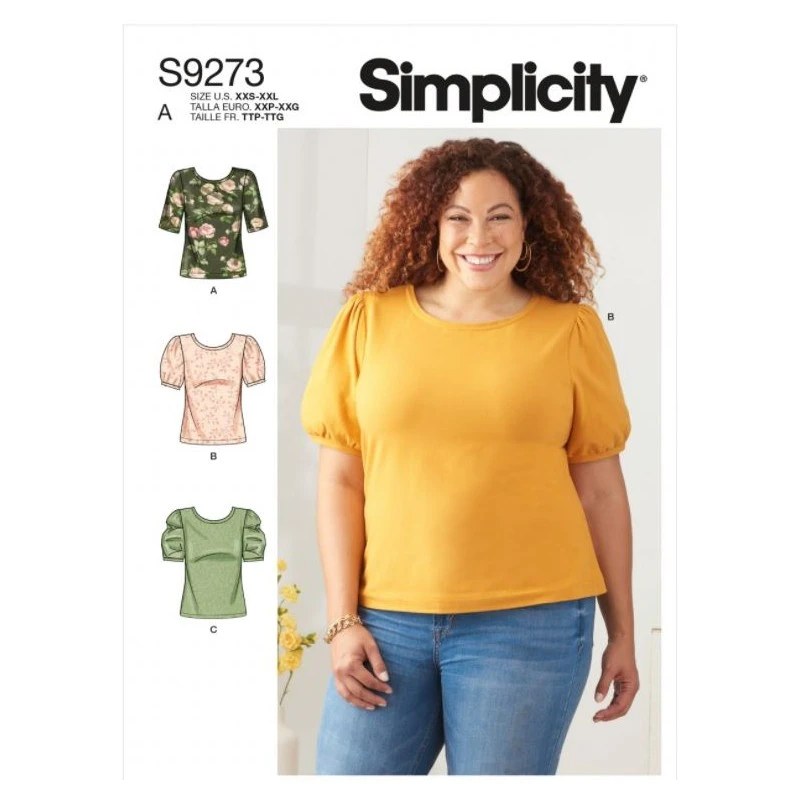 Simplicity Sewing Pattern S9273 Misses' Knit Top Scoop Neck And Sleeve Variation 3 Simplicity Sewing Pattern S9273 Misses' Knit Top Scoop Neck And Sleeve Variation